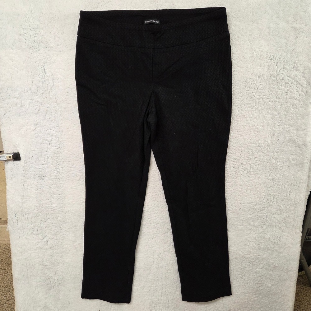 Hilary Radley Womens Black Textured Slim Leg Pants Size 14